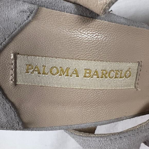 Paloma Barcelo Gray Suede Strappy Wedge Sandals 5”  Heel 1” Platform Size 40 - Picture 6 of 12